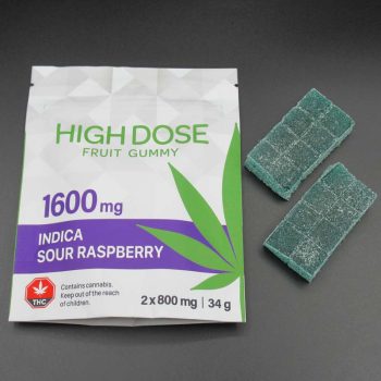 High Dose Fruit Gummies (Sour Raspberry) Indica 1600mg THC