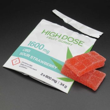High Dose Fruit Gummies (Sour Strawberry) 1600mg CBD